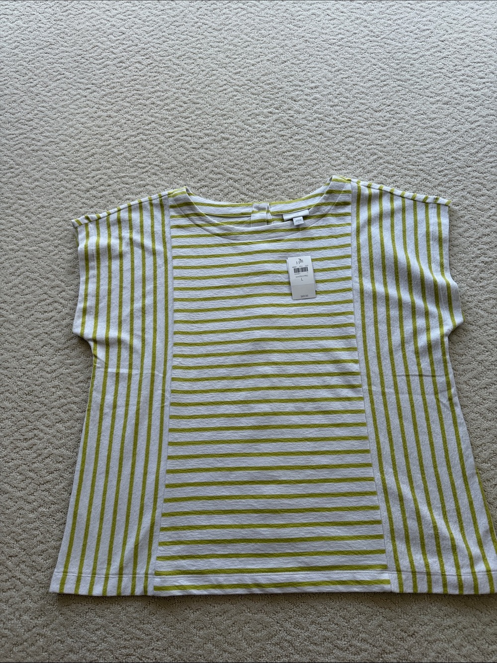 Striped Short-Sleeve Tee in Lime and White - Unbranded